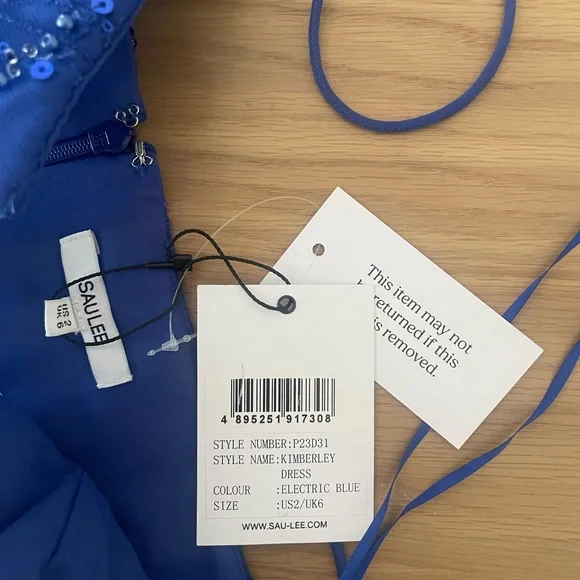 NWT SAU LEE Kimberley dress in electric blue size 2